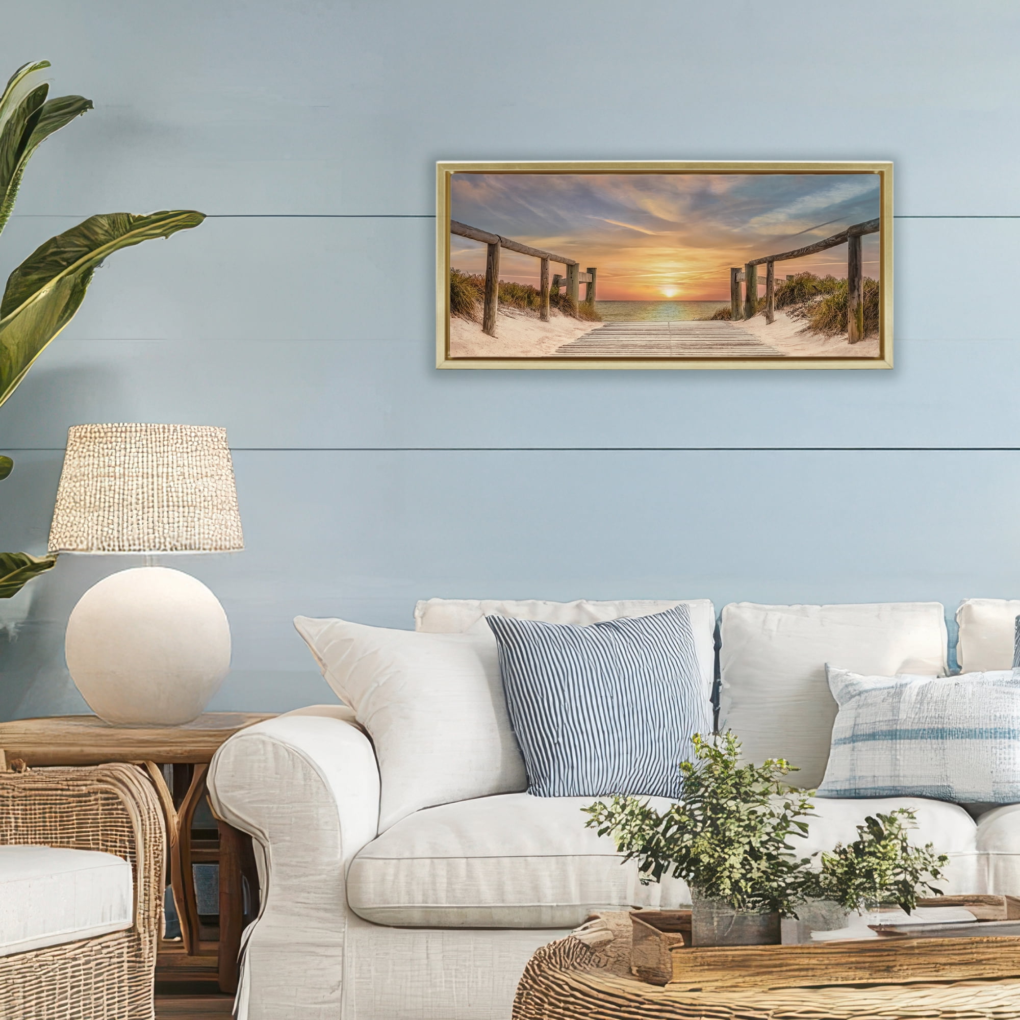 Stupell Industries Pathway To Sunset Gold Framed Floater Canvas Wall Art, design by Mike Caliascibetta