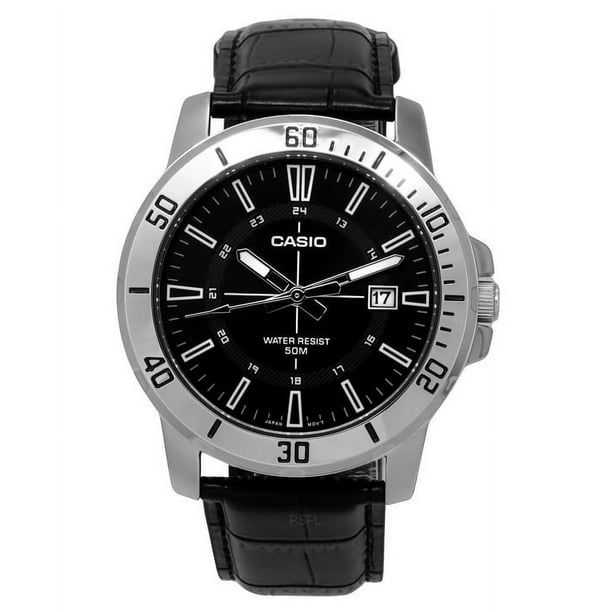 Casio black leather watch hotsell