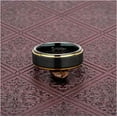 thumbnail image 2 of Black Tungsten Rings for Men Wedding Band Gold Step Edge Size 6-16 (Tungsten, 9), 2 of 2