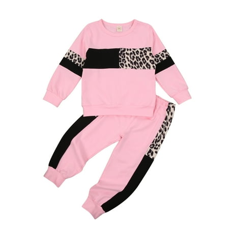

Multitrust kids sportswear suit long-sleeve leopard print top stretch headbands