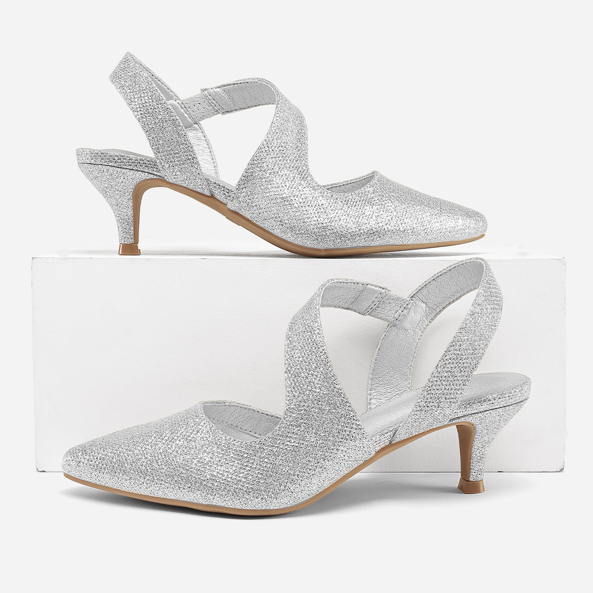 Bocca Women's Heel Pumps, Silver Slingback photo 2