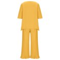 thumbnail image 6 of Two Piece Pants Set for Women New Women Fall Solid Color Loose Casual Pants Two Piece Five Points Sleeve Tops/Shirt Set Short Sleeve Sleeve Round Neck Tops/Shirt Set B-42 Yellow 4XL, 6 of 6