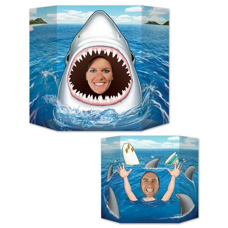 Christmas Cutouts For Photos Pack of 6 Under The Sea Themed Double-Sided Shark Stand-Up Cutout Photo Prop Decorations 3' ()