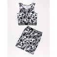 thumbnail image 3 of Kid Girls Summer Shorts Set Heart Pattern Vest Crop Top and Shorts 2Pcs Fitness Sports Clothing From 7-14Y, 3 of 8