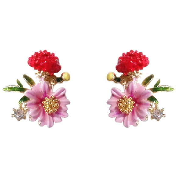 MOVTOTOP Lot de 5 Boucles d'Oreilles Fleur Multicolores Décoration de Bijoux pour Femmes Collation des Grades Rendez-Vous