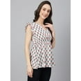 thumbnail image 6 of Janasya Indian Women's White Cotton Floral Print Flared Top, 6 of 8