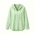 thumbnail image 5 of Evdexr Women's Hoodies Long Sleeve Drawstring Linen Shirts 2026 Summer Button Down Hiking Blouses Solid Breathable Lightweight Athletic Shirts 2XL, 5 of 5