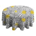 thumbnail image 4 of White Daisy Flower Black Lines Pattern Round Tablecloth 60"x60",Wrinkle Wipeable Table Cloth for Kitchen Dining Room Picnic Patio Party, 4 of 6