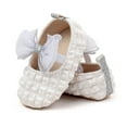 thumbnail image 5 of XIMIN Infant Baby Girl Mary Jane Dress Flats Shoes Newborn Non-Slip Soft Sole First Walking Lightweight Sparkly Design Wedding Baptism Princess Shoes (0-3 Months, White), 5 of 7