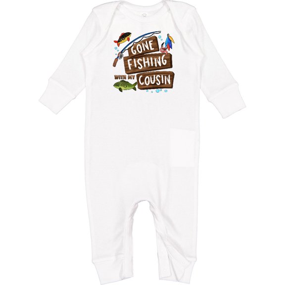 Inktastic Gone Fishing with My Cousin Baby Romper Coveralls
