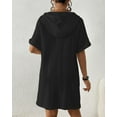 thumbnail image 2 of Bsubseach Short Sleeve Beach Coverup Women's Hooded Swimsuit Cover Up Button Down Shirt Dress, 2 of 6