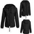 thumbnail image 6 of Women Lightweight Rain Jacket Packable Waterproof Hooded Zip Raincoat Clothes Black S, 6 of 6