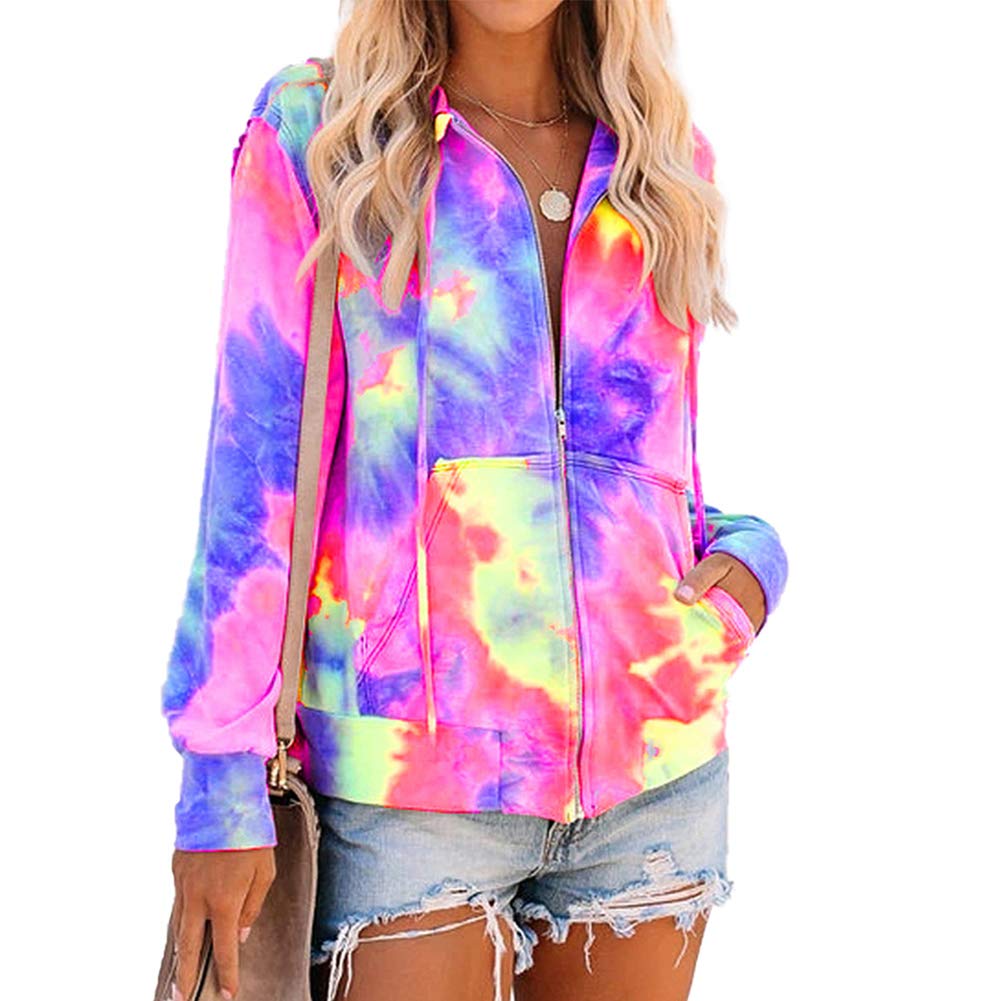 womens tie dye zip up hoodie