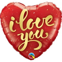 18 inch I Love You Gold Script Qualatex Foil Mylar Balloon - Party Supplies Decorations