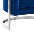 thumbnail image 4 of 18 Inch Velvet Upholstered Curved Modern Accent Chair, Blue- Saltoro Sherpi, 4 of 5