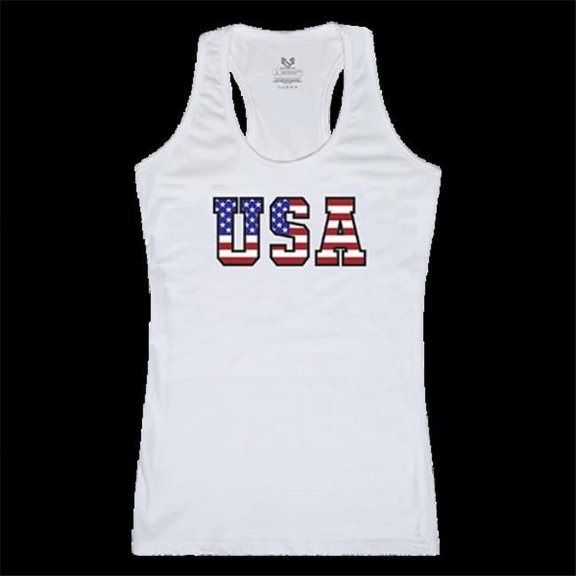 Rapid Dominance G02-811-WHT-04 Women Flag Text 2 Graphic Tank Top, White - Extra Large