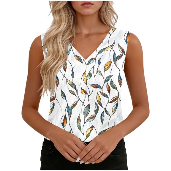Tank Top for Women V Neck Loose Fit Sleeveless Summer Tops Business Casual Outfits Dressy Blouses Shirts Women Plus Size Tank