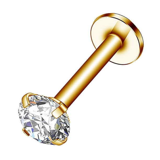 Pendientes de acero inoxidable para labios, aros, piercings para labios, varilla larga de circonita de 1,2 mm, piercings para el hueso de la oreja, accesorios de moda para perforaciones