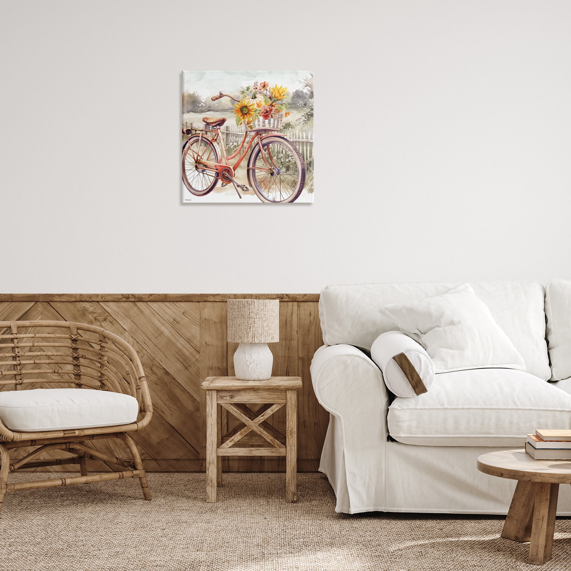 Stupell Industries Autumn Floral Bicycle Botanical & Floral Painting Gallery Wrapped Canvas Art Prints Wall Art, 24 x 24