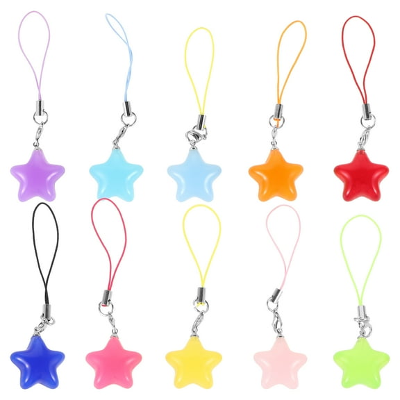 Supvox 10Pcs Versatile Star Phone Keychain Pendant for Bag and Phone