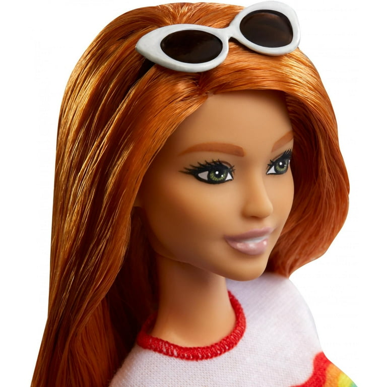 Barbie Fashionistas Doll, Original Body Type Wearing Rainbow Tee