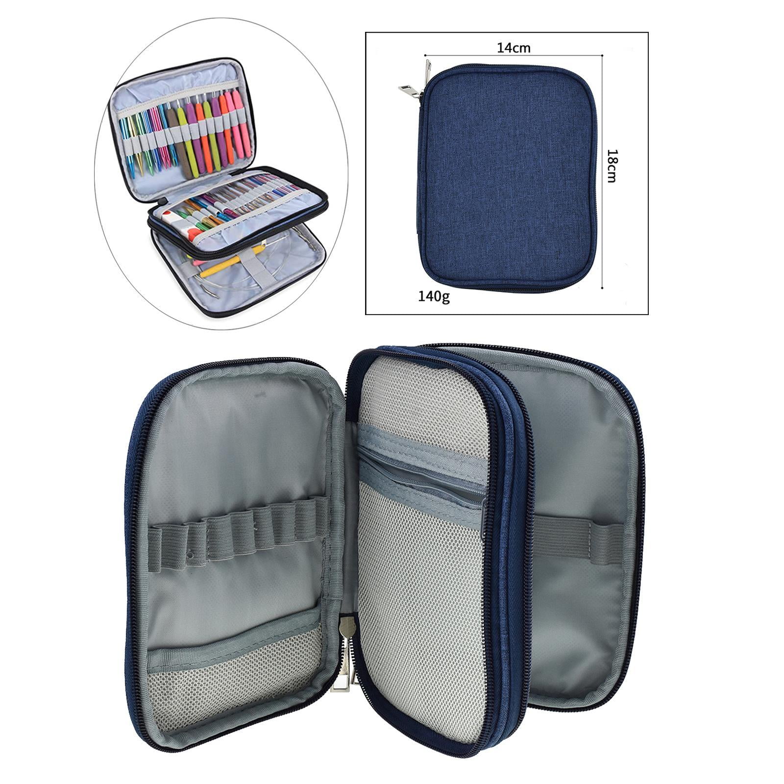 HOMYL Crochet Hook Case Storage Zipper Bag for Various Crochet Hooks Blue