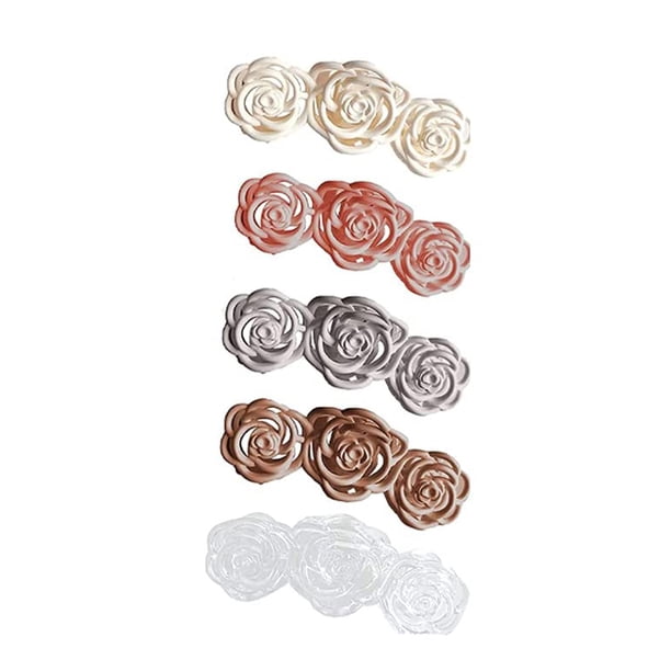 De Pinzas Para El Pelo De Rosas Ahuecadas, Pinzas De Tiburón Con Flor De Rosa Retro, Pinzas Para El Pelo Para Mujeres Y Niñas, Pinzas Para El Pelo, Accesorios Para El Cabello 5 Uds Vogacara CE007119-00