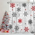 thumbnail image 2 of Christmas Shower Curtain for Bathroom 72x72inches Snowflakes Shower Curtain Set with Hooks Red Grey Snow Flowers X-mas Waterproof Fabric Shower Curtain, 2 of 6