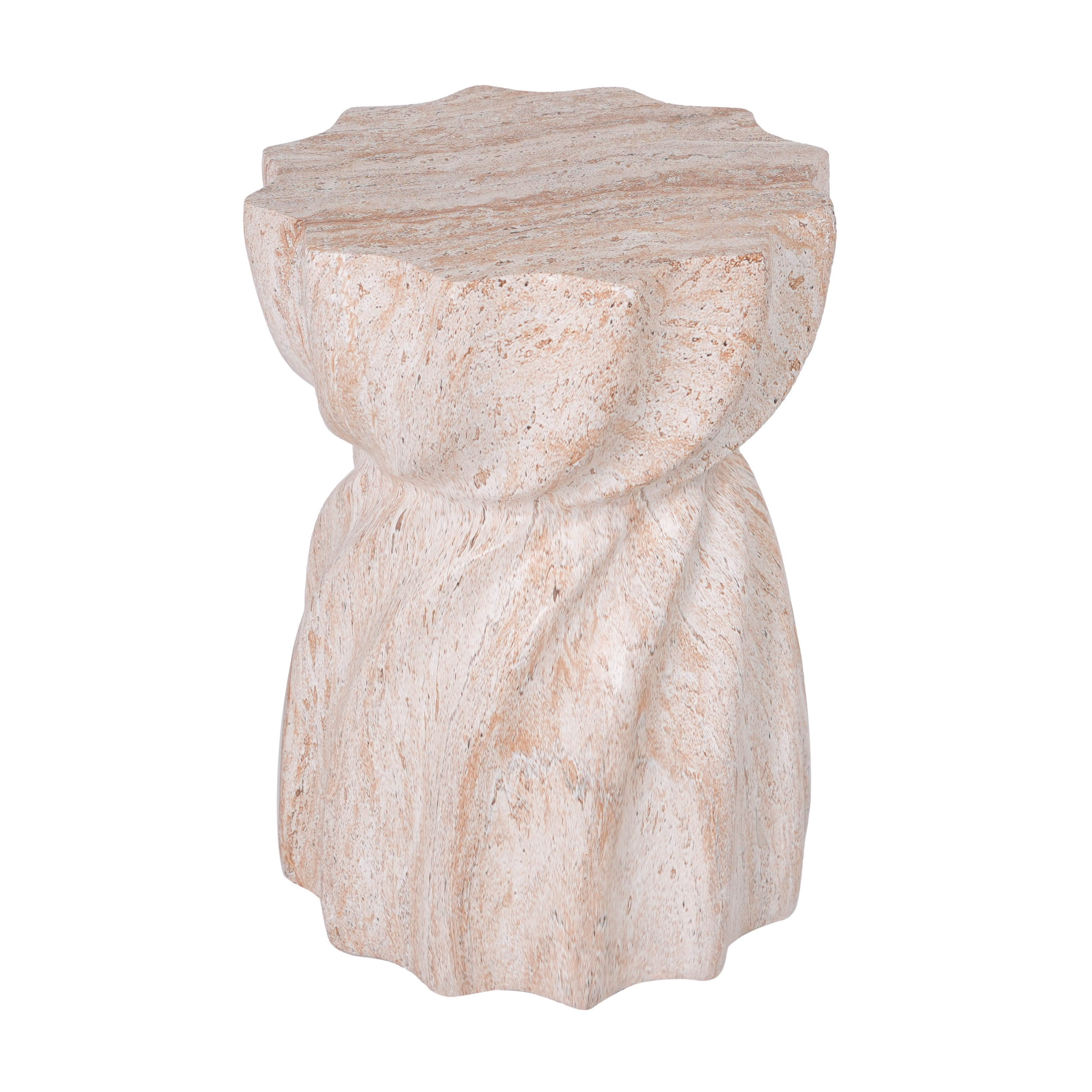 Christopher Knight Home 19" Indoor Outdoor Lightweight Concrete Hourglass Accent Side Table, Beige Marble
