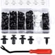 thumbnail image 1 of 100 clips de remaches de plástico, remaches de plástico, sujetadores protectores con diferentes formas y tamaños, universales para paneles de puertas de automóviles con caja de almacenamiento (negro,, 1 of 5