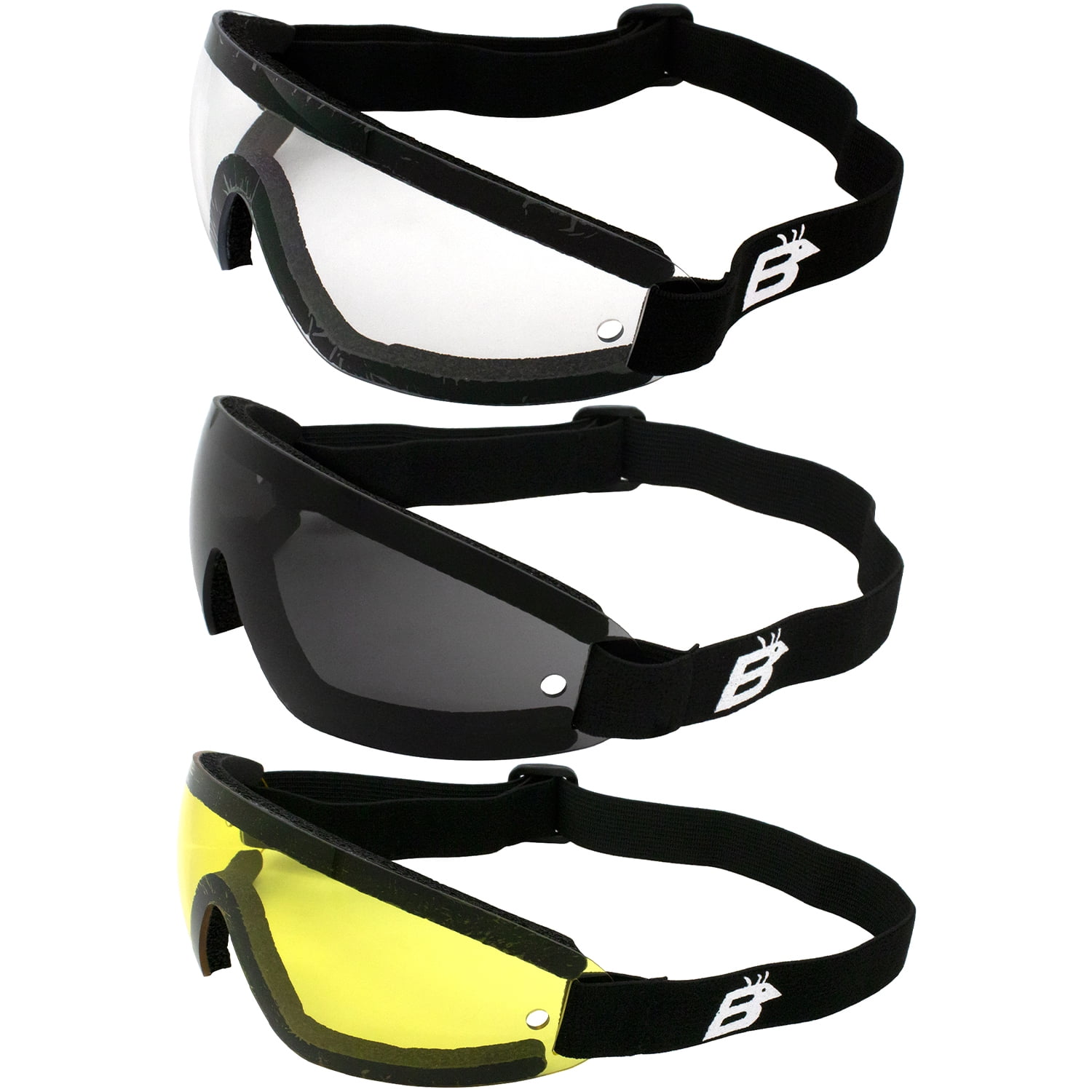 3 Skydive Sky Diving Goggles Clear Smoked and Yellow New