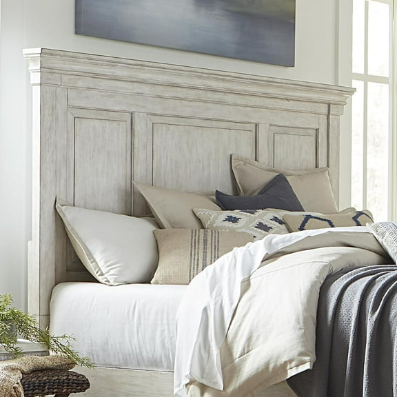 Liberty Furniture Industies, INC Heartland King Panel Headboard in Antique White w/ Tobacco Top