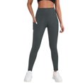 thumbnail image 4 of HKYNLAG Leggings for Women High Waisted Yoga Pants Stretch Casual Fitness Workout Running Ankle Legging Dark Gray S, 4 of 5