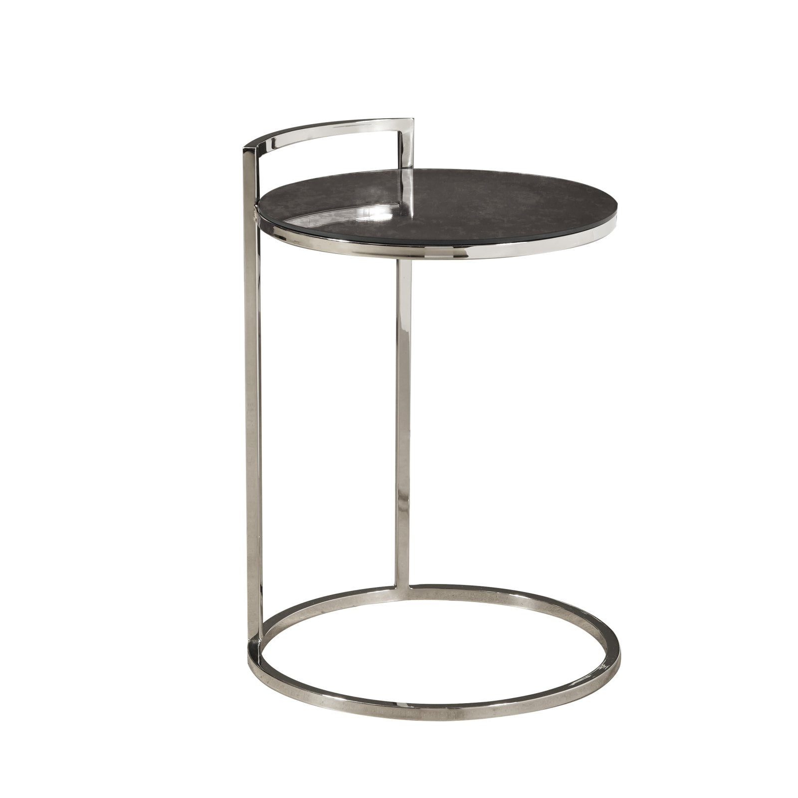 Contemporary Round Stainless Steel and Glass Side Table