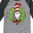 thumbnail image 3 of The Cat in the Hat - Cat Wreath - Toddler And Youth Raglan Graphic T-Shirt, 3 of 4