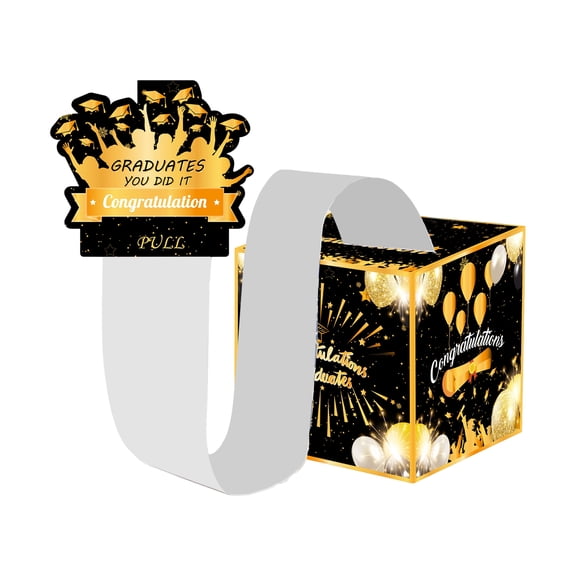 Class of 2026 Graduation Cash Pull Box – Black Gold Surprise Money Gift Box with 30 Cash Bags, 2026 Graduation Party Decoration Supplies for Grads, Congrats Grad Decor & Fun Cash Pulling Game