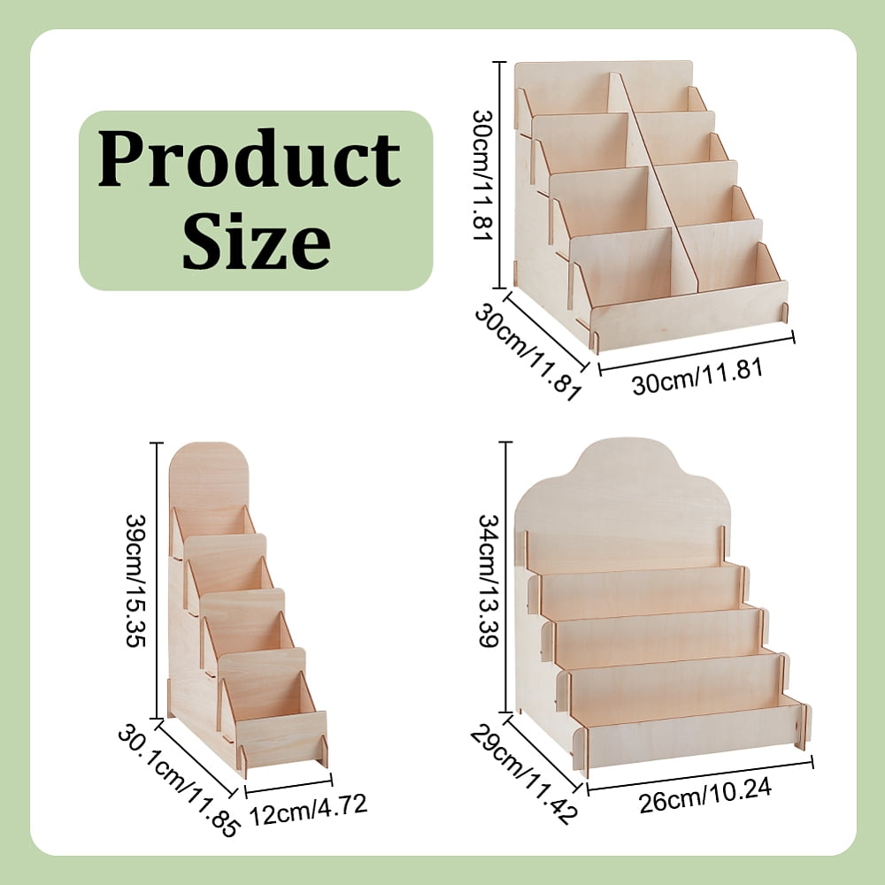 3 Styles Greeting Card Display Stand Wood Postcard Display Riser Stands Wooden Collector Displays Rack Portable Birthday Cards Displays