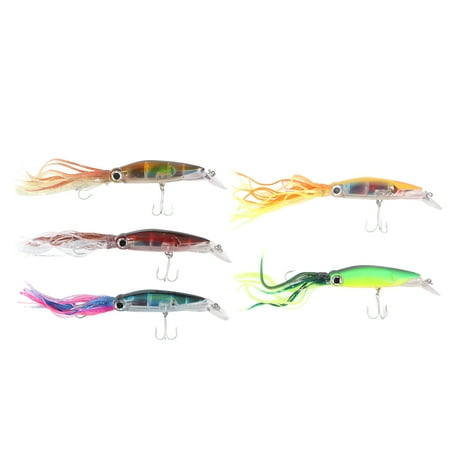 5PCS Realistic Octopus Bait - Colorful Squid Hard Fishing Lures for Saltwater & Freshwater Portable Swimbait