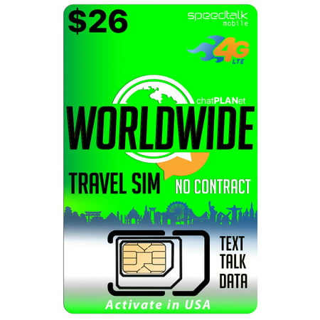 $26 Travel SIM Card - International Talk Text and Data Worldwide on over 210 Countries - 30 Day (Best Sim For International Calls)