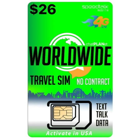 International Sim Card $26 Travel SIM Card - International Talk Text and Data Worldwide on over 210 Countries - 30 Day Service ()
