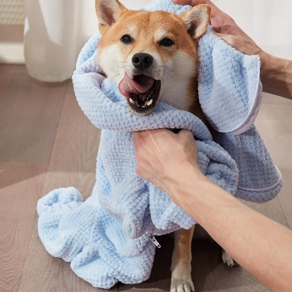 Dog Bathrobe Absorbent Pet Towel Soft Warm Puppy Grooming Robe Quick Drying Post Bath Shake Water Design Microfiber Fabric for Dogs