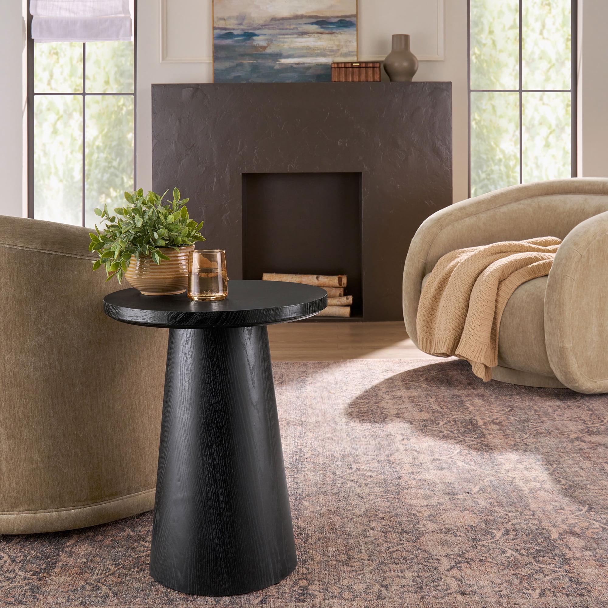 Better Homes & Gardens Ashby Pedestal End Table, Black