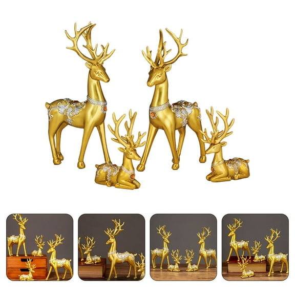 IBASETOY 2 Large Elk Decors Decor Resin Deer Statues for Outdoor Use