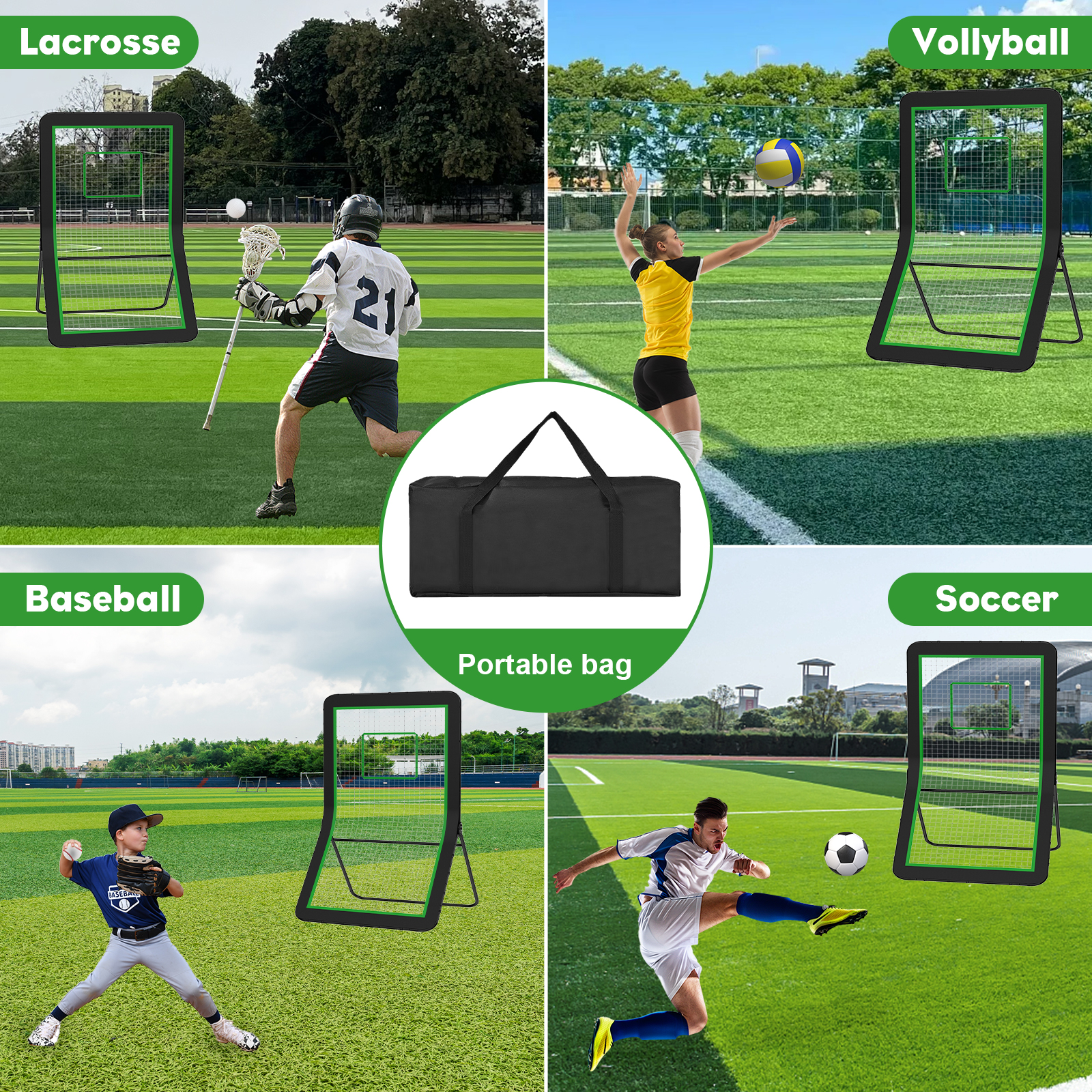 Lacrosse Rebounder Netz – Vielseitig Für Training Im Garten, Mit Neon-Ziel & 2 Bällen