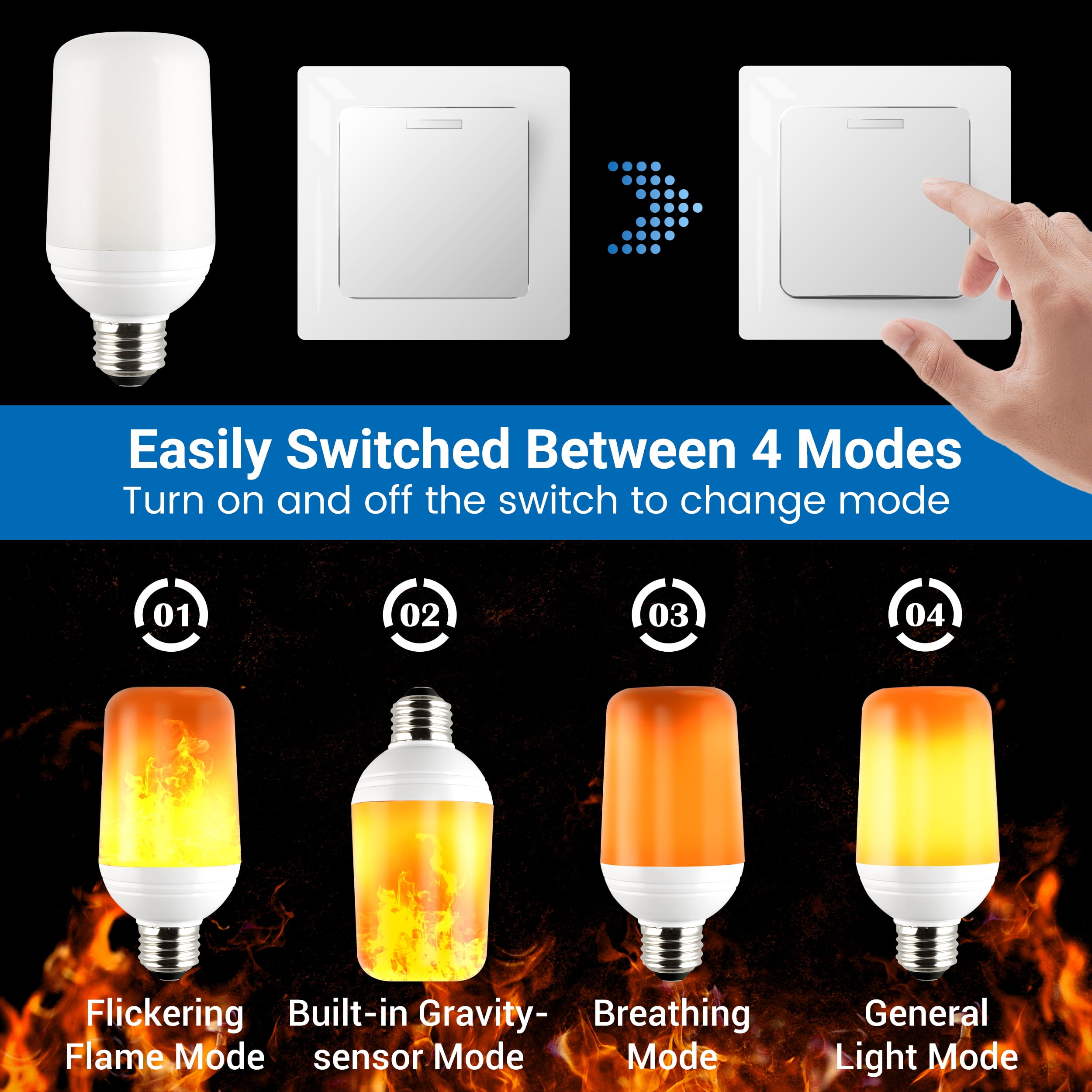 Great Value T20 Cylinder Flame Effect LED Light Bulb, 4-Watt, E26 Medium Base (1-Pack)