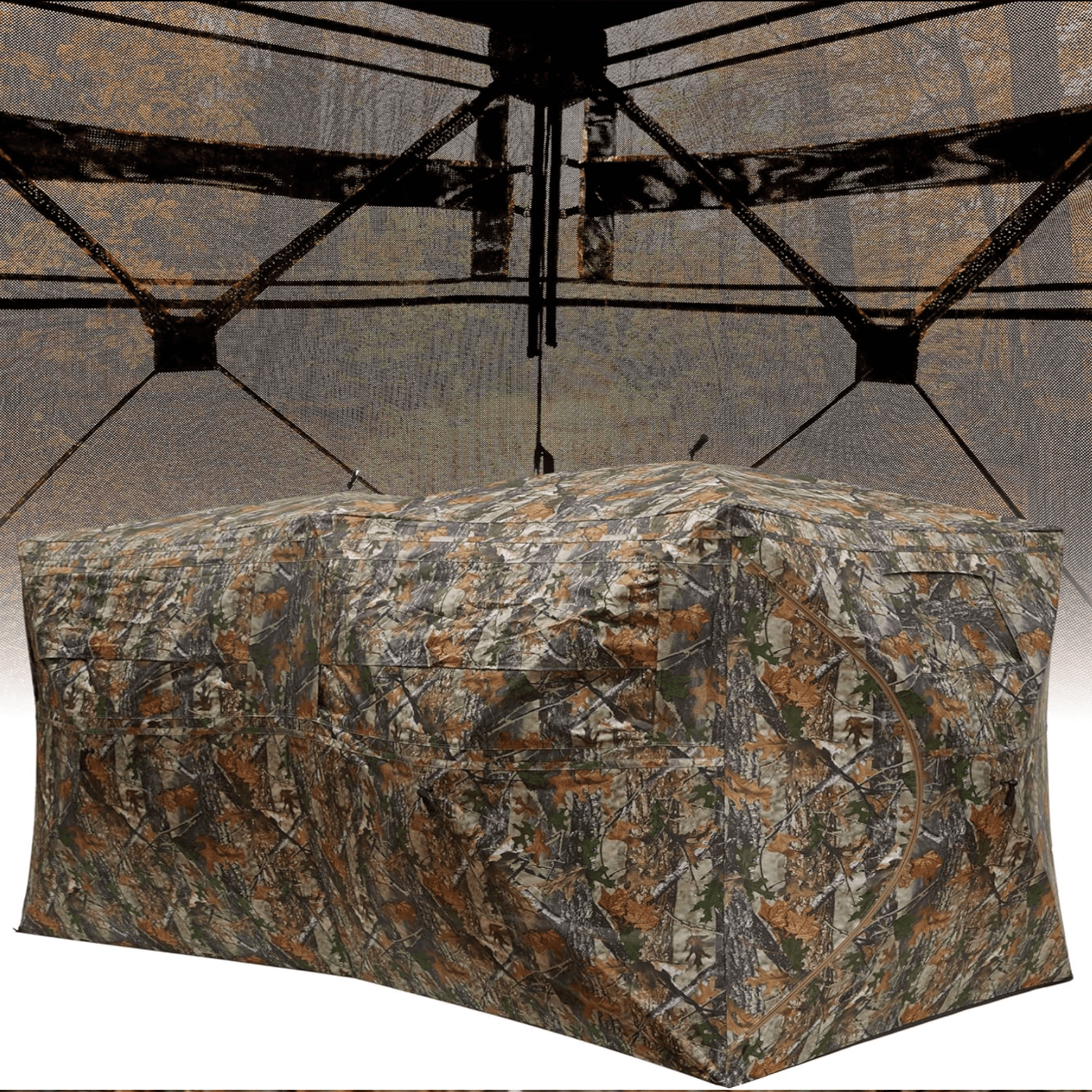 Portable Hunting Blind for Up 3 People Pop Up Ground Blinds with 270° See-Through Windows & Silent Magnetic Door for Deer & Turkey Hunting Quick Assembly