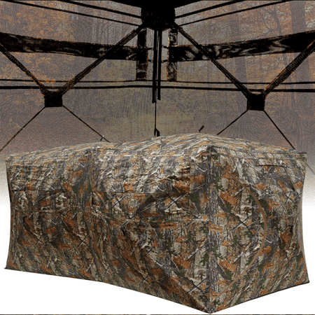 Portable Hunting Blind for Up 3 People Pop Up Ground Blinds with 270° See-Through Windows & Silent Magnetic Door for Deer & Turkey Hunting Quick Assembly