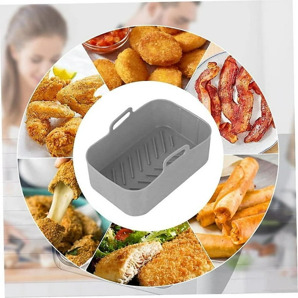 Freidora de aire dual compatible con olla de silicona, revestimientos de freidora de aire de silicona Freidora de aire doble Cesta de freidora de aire de silicona, accesorios de rack de freidora de aire para Ai ZefeiWu 8390615417167