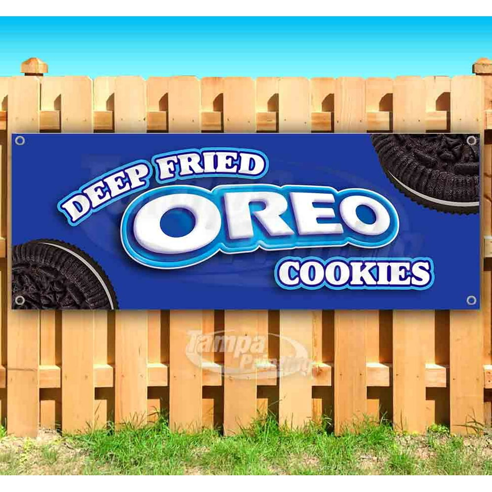 Deep Fried Oreo Cookies 13 oz heavy duty vinyl banner sign with metal