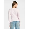 thumbnail image 3 of Madden NYC Women's Lace Trim Long Sleeve Henley Top, Sizes XXS-XXL, 3 of 5